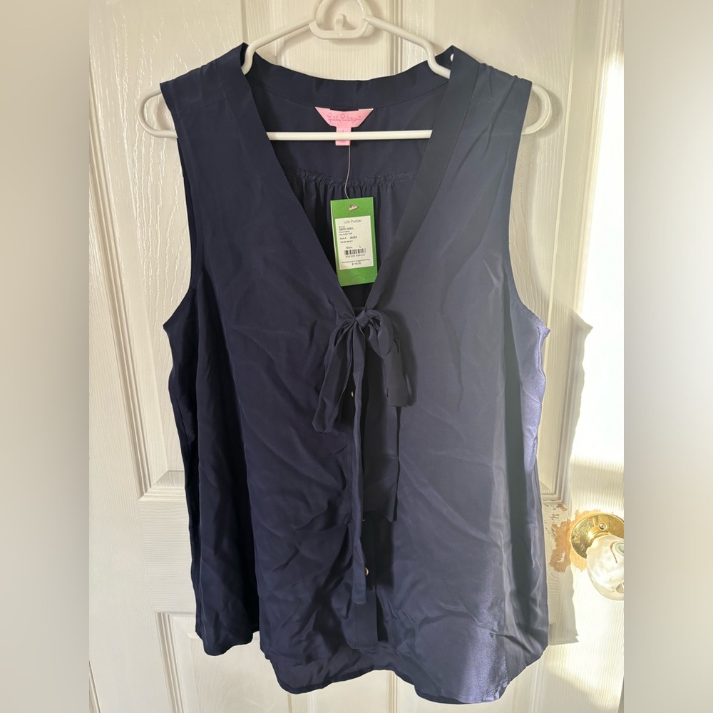 NWT Lilly Pulitzer Raleigh Top True Navy Size L